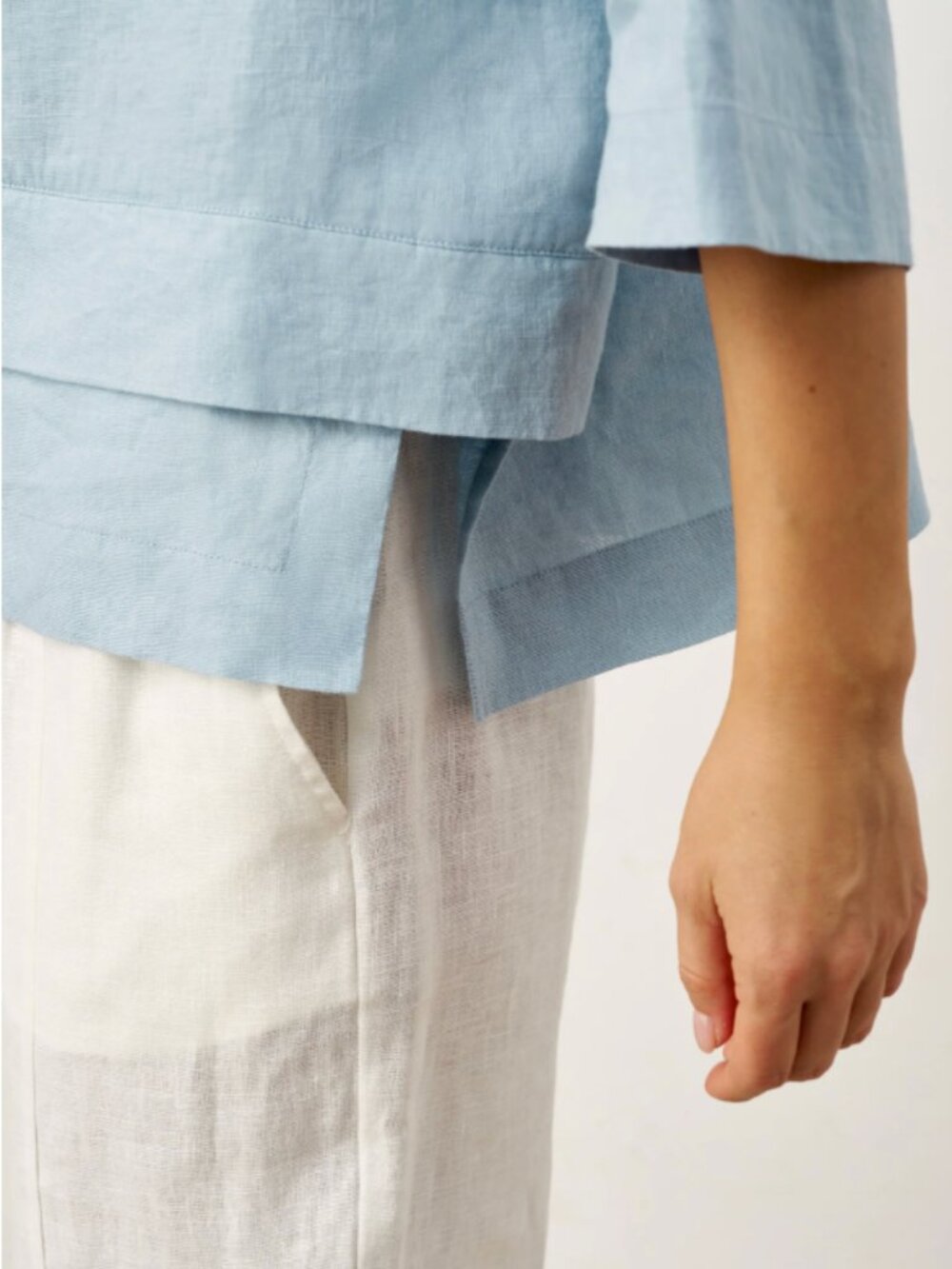 *NEW* Lintico 100% Linen Drop Shoulder Asymmetric Layered Hem Overtop VIOLA - Picture 6 of 16